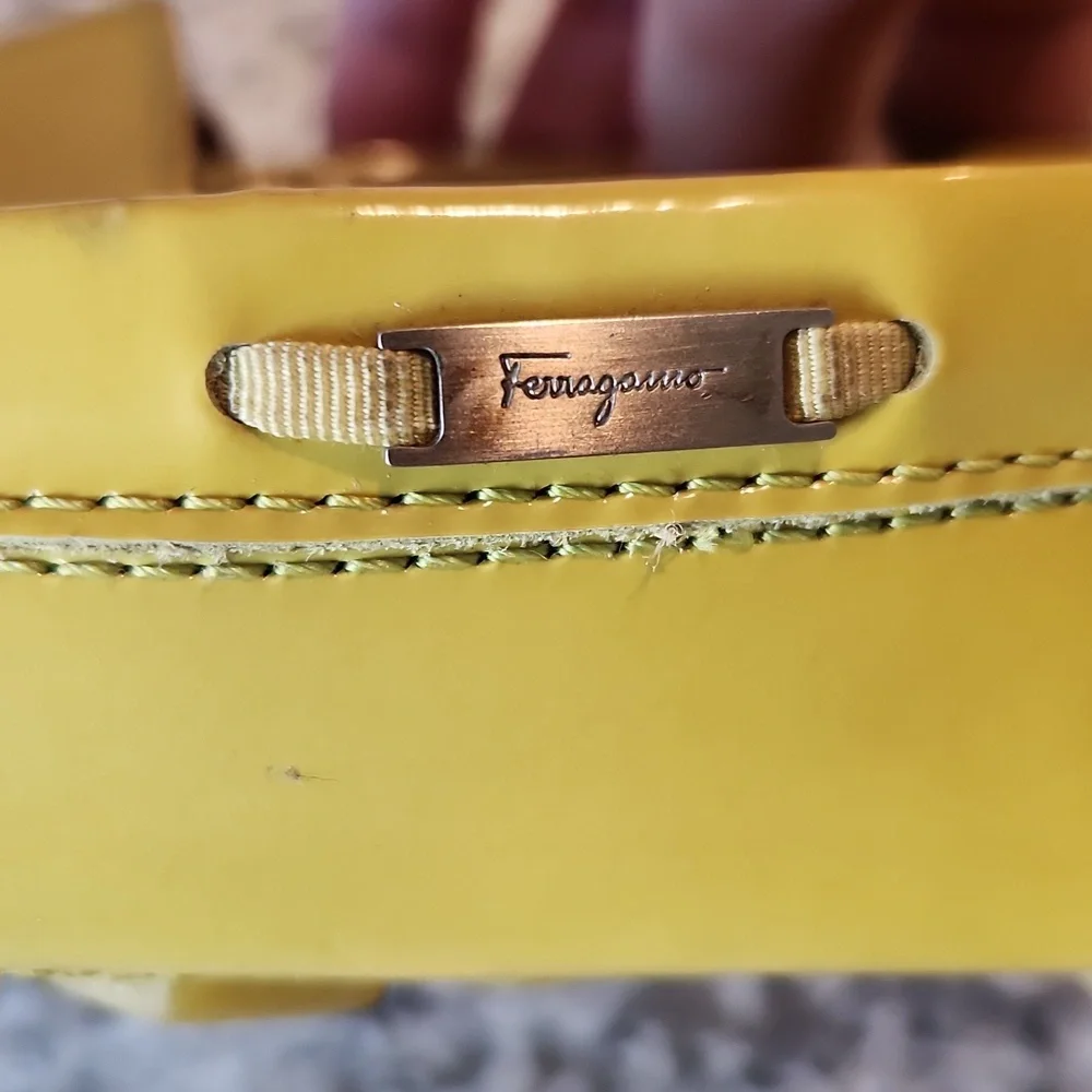 Salvatore Ferragamo Yellow Patent Leather Bow Loafers - Picture 10 of 10
